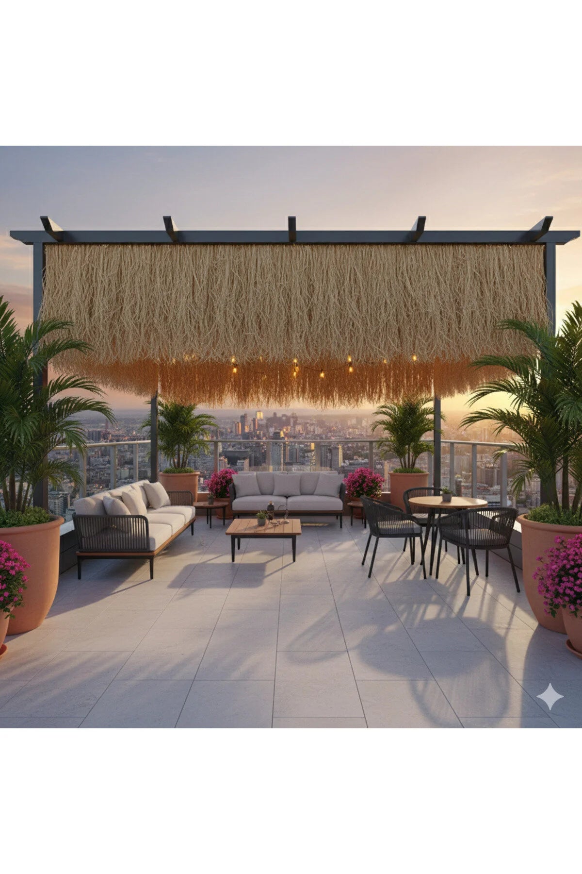 Dekoratif 120x75 Cm Hasır Püskül Otu Saçaklı Ot - Duvar Ve Tavan Dekorasyonu