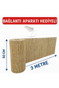 Hasır Çit Balkon Çiti 50 cm x 3 Metre - Misina Dokuma Bambu Kamış Bahçe Çiti Dekoratif Gölgelik