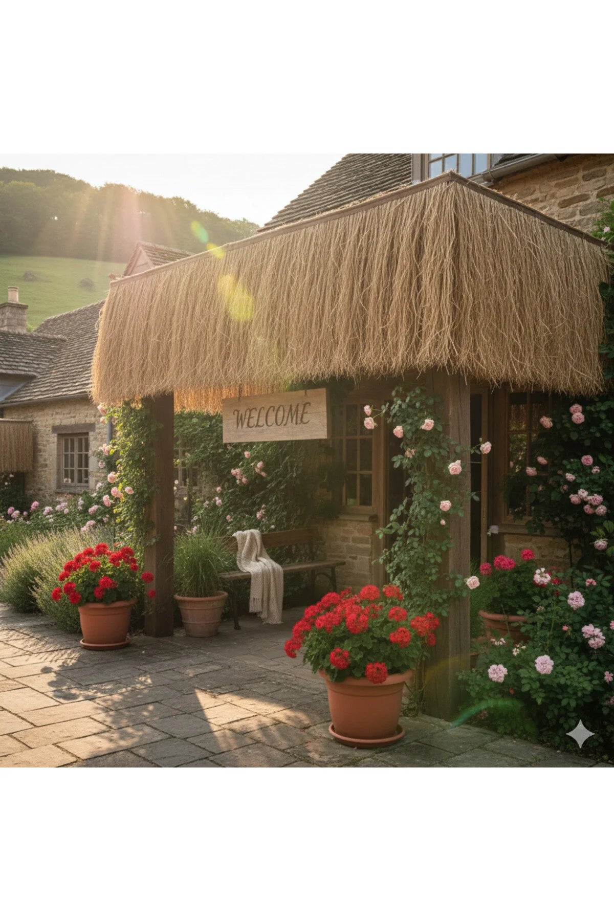 Hasır Püskül Otu 1 Metre X 75 Cm Saçaklı Doğal Ot Dekoratif Gölgelik Ve Çatı Kaplama